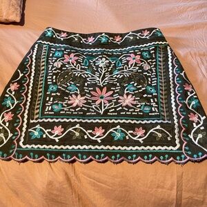 Mi ami, size 6, Maggie Twill embroidered mini-skirt, sold at Francesca's.